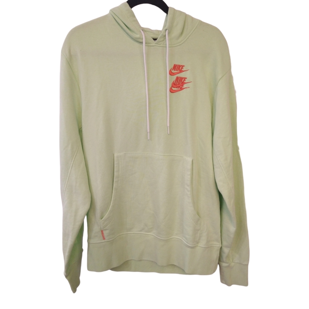 Nike Green Alphabet Printing Sports Graphic Embroidered Hoodie. Size Medium